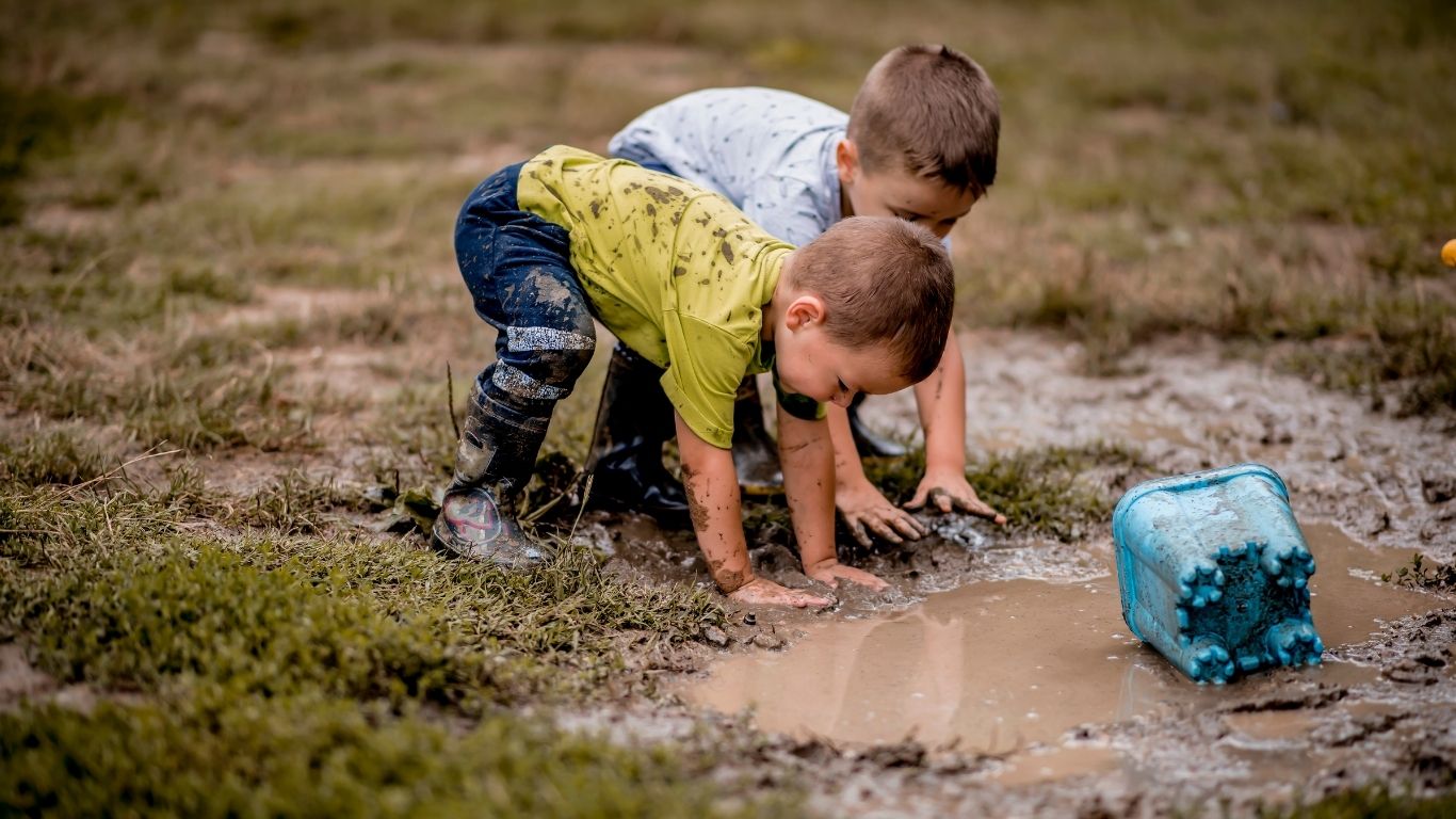 Children playing to build balance and strength