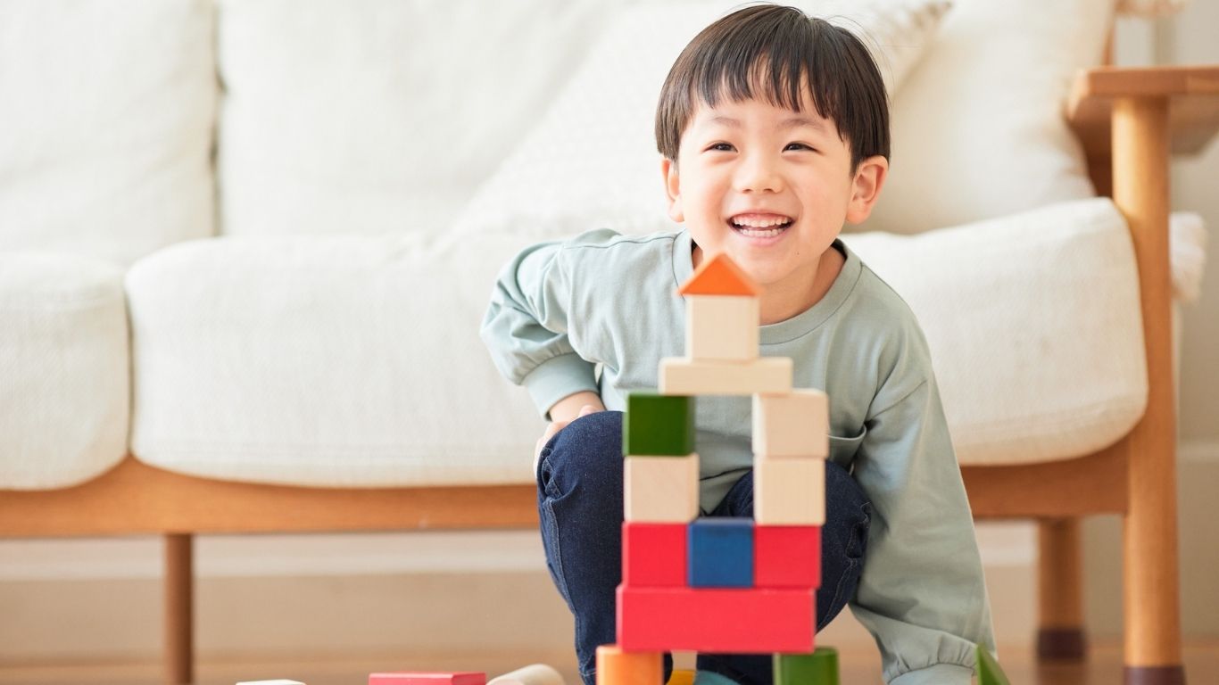 Child playing with blocks