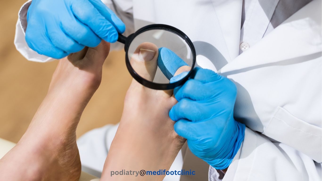 Tender, inflamed edge from an ingrown toenail